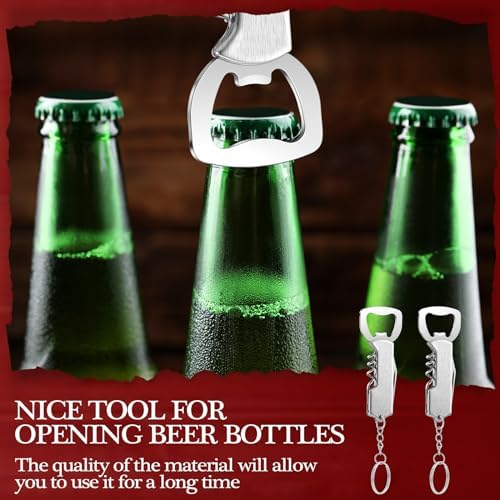 Ziliny 24 Pcs Wine Bottle Opener Keychains Bulk Corkscrew, Silver