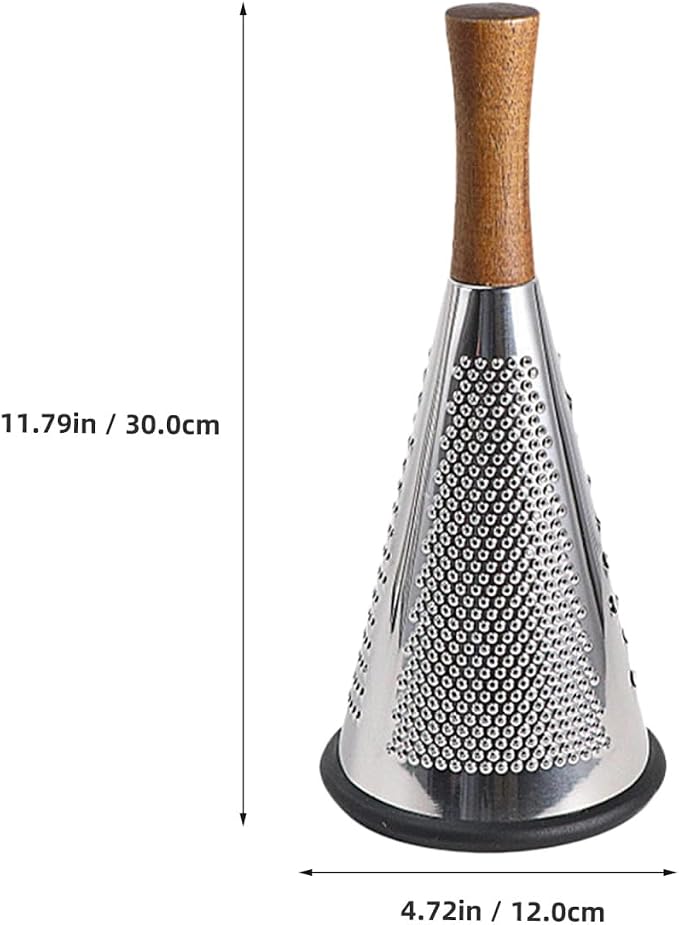 Manual Cheese Grater 3-Sided Stainless Steel Grater with Wood Handle Ergonomic Hand Tool for Cheese Fruit and Melon