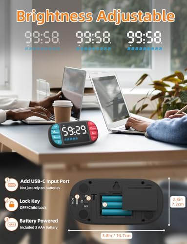 DOOMAY Magnetic Digital Kitchen Timer for Classroom Countdown