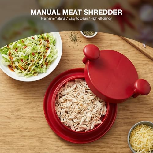 Manual Meat shredder Chicken Shredder Meat shredder Non Slip Base Efficient Manual Barbecue Claws Meat Slicing Tool with Double Handle Shredder for Chicken and Beef(red)