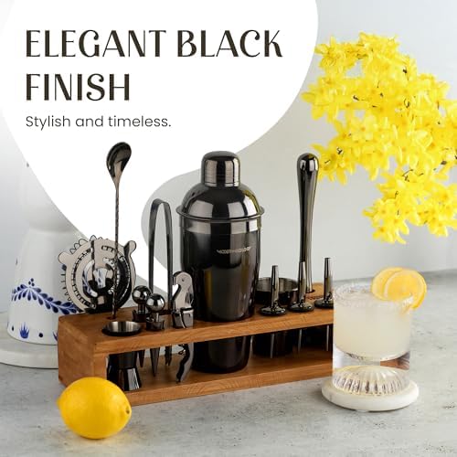 Mixology & Craft Boston Shaker Set with Weighted Martini Shakers | Cocktail Shaker Set Includes Strainer and Japanese Jigger | Great Gift Bar Set with Exclusive Recipe Cards | Leak-Proof (Gun-Metal)
