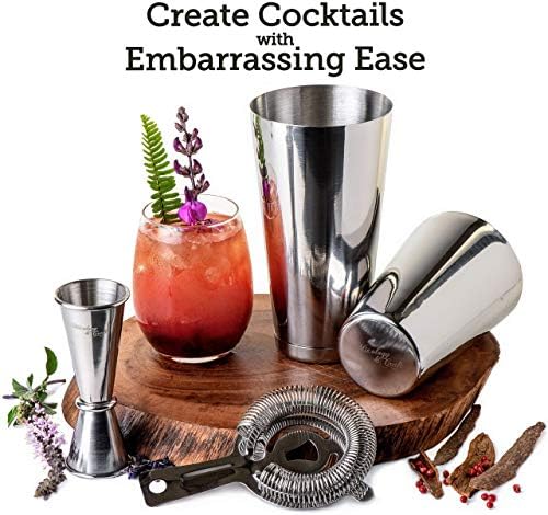 Mixology & Craft Professional Boston Shaker set and Crystal Mixing Glass