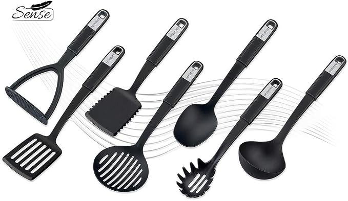 Fackelmann Potato Masher 26 cm SENSE Plastic Fruit & Vegetable Masher Non-Slip Soft Touch Handle for Coated Pans and Pots (Colour: Silver/Black) Quantity: 1 Piece