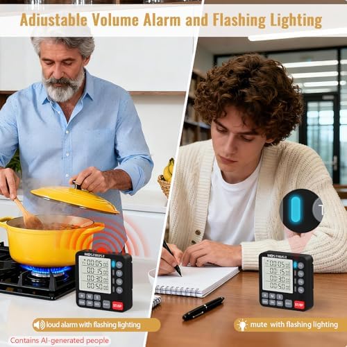 Digital Dual Kitchen Timer, Multiple Channels Countdown Timer