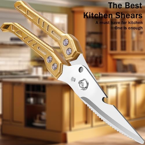 Heavy Duty Kitchen Poultry Shears Professional Food Scissors Gold