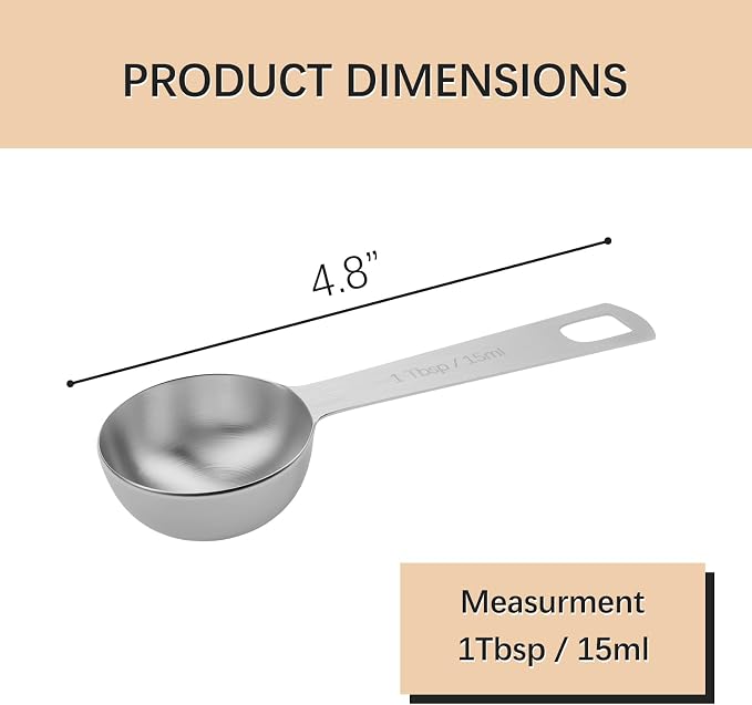 2PCS 1tbsp (3tsp, 15ml, 1/2oz) Single Measuring Spoon, Stainless Steel Individual Teaspoons Only