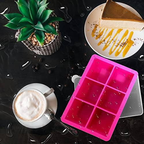 Excnorm Silicone Ice Cube Trays, 2‑Pack Large Square Molds with Lid