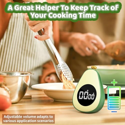 Avocado Digital Countdown Timer, Adjustable Volume Cute Kitchen Timer