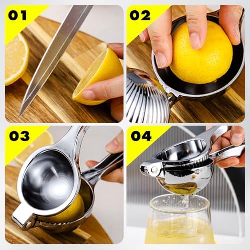 Lemon Squeezer Stainless Steel,Manual Citrus Juice Press Squeezer for Lemons Orange and Limes,Handheld Citrus Squeezer Squeeze Out as Much Juice as Possible (2PC)