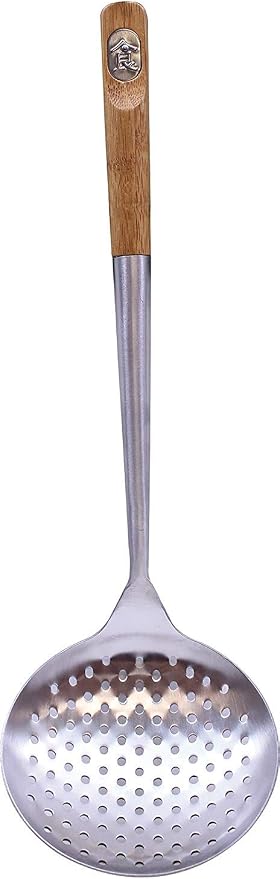 Tablecraft 32409 Wok Skimmer with Bamboo Handle, 15", Brown - Wok Skimmer / 2 Pack