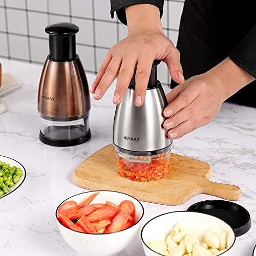 Manual Vegetable Dicer - Efficient Stainless Steel Hand Chopper for Onions, Garlic, Tomatoes, Nuts, Herbs, Salad. Perfect Kitchen Gadget for Fast, Easy Food Prep. Dishwasher Safe.