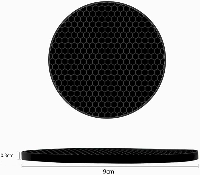 Silicone Non-Slip, Heat Resistant & Water-Trapping Trivet Mats for Water Glasses & Teacup & Coffee Cup & Dishes & Cookware, Multipurpose Kitchen Table Coaster, 3.5-Inch, Black