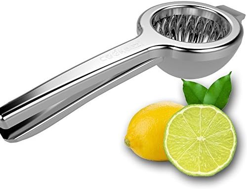 Premium Lemon & Lime Squeezer, Made from 100% 18/10 Stainless Steel, Robust Manual Hand Press Juicer for all Citrus Fruits includes Free Recipe eBook and Cleaning Cloth