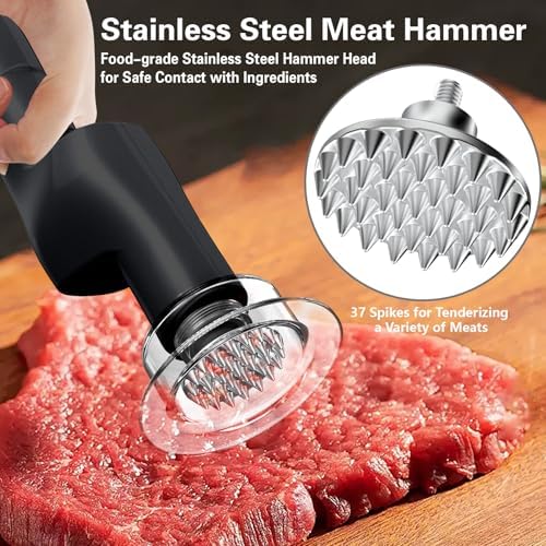 Electric Meat Tenderizer, Handheld Cordless Electric Heavy Duty Meat Tenderizer Hammer, 37 Stainless Steel Sharp Needles Kitchen Tenderizer for Steak, Beef, Chicken Chops, Pork Chops