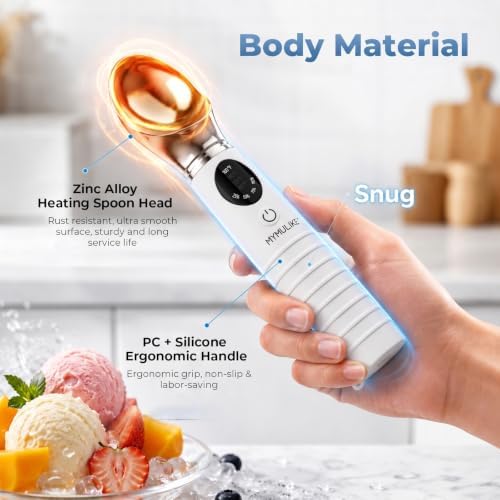MYMULIKE Heated Ice Cream Scoop, 4 Temp Settings (100-160°F) for Gelato