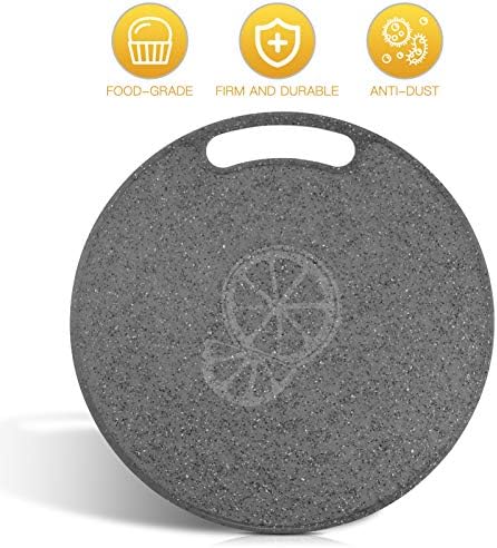 ABOOFAN Plastic Round Cutting Board, 12inch Non-Slip Chopping Board with Hanging Hole, Food Safe Cutting Block for Fruit, Meat, Veggies, Pizza, Dishwasher Safe