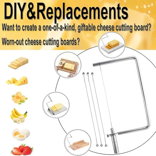 5in Marble Board Cheese Slicer Accessories Kitchen Knife Small Cheese Cutter Components Ideal DIY for Making Giftable Cheese Cutting Boards Cute Portable Cheese Slicer Cutter Kit(2Slicer+6Wires)5"