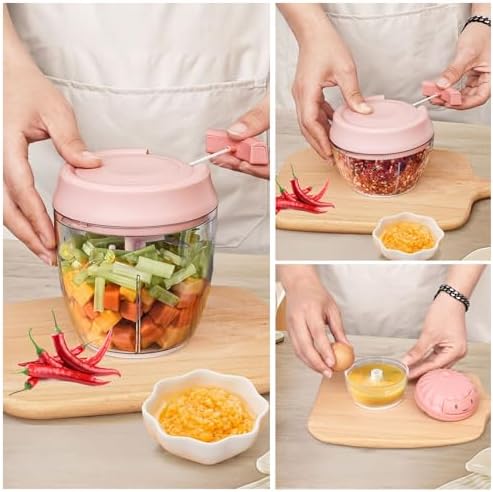 Manual Food Chopper Vegetable Cutter Onions Cutter Garlic Dicer Grinder Veggie Chopper with Container 900ML