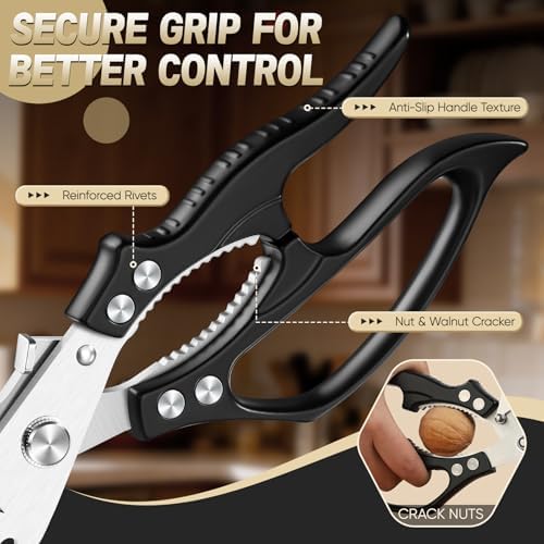 HUUSK Kitchen Shears Heavy Duty - Japanese Kitchen Scissors All Purpose