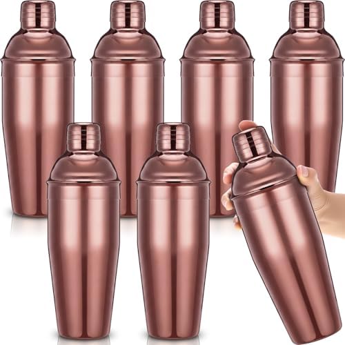 Nitial 6 Pcs Bar Cocktail Shaker Stainless Steel, Rose Gold, 25 oz
