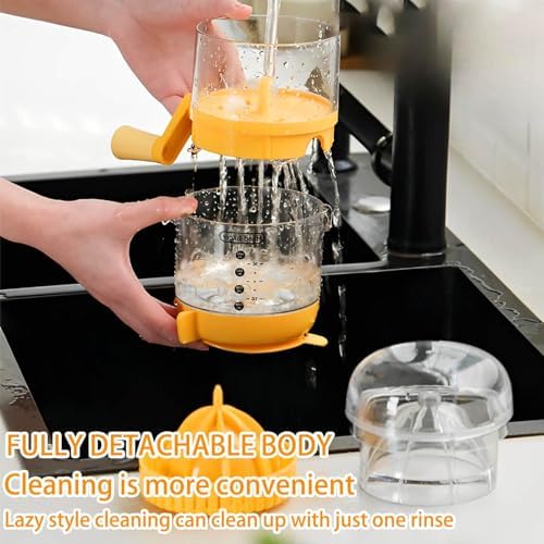 Manual Hand Crank Juicer - Portable Orange Squeezer Manual for Oranges, Lemons & More Hand Operated Fruit Juice Press for Home & Outdoor Use