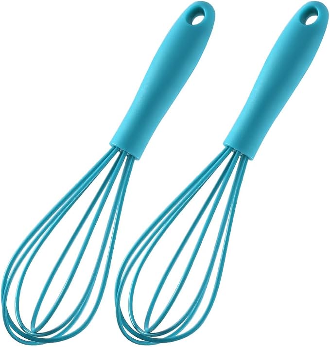 Compact Silicone Whisk (6.7 Inch), 12 Pack Portable Mini Balloon Mixer Egg Beater, Manual Handheld Milk Frothers, Household Egg Blender Small Silicone Egg Whisks for Cooking (Blue)