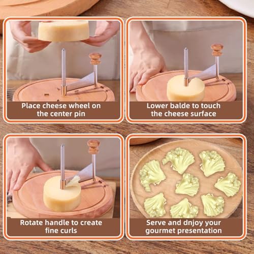 Wooden Cheese Curler Wheel, Cheese Shaver Cutter for Tete de Moine