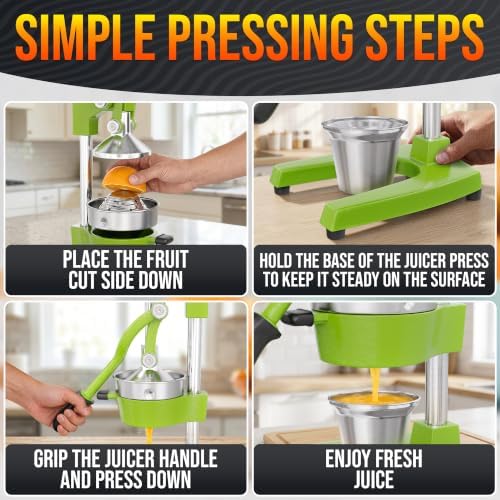 Cast Iron Juicer Hand Press, Heavy-Duty Squeezer (Green)