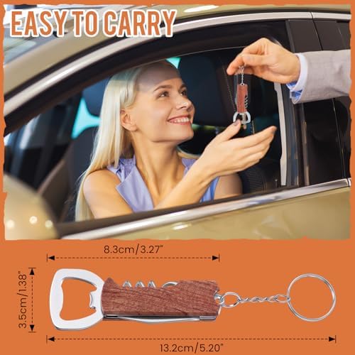 Ziliny 24 Pcs Wine Bottle Opener Keychains Bulk Corkscrew, Redwood Color