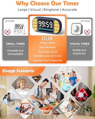 DOOMAY Magnetic Digital Kitchen Timer for Classroom Countdown