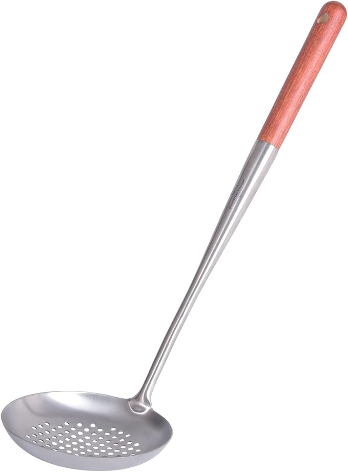 iBasingo&Boundless Voyage Titanium Skimmer Ladle Lightweight Cooking Tool with Wood Handle Food Strainer Colander Kitchen Tools US-Ti5005P