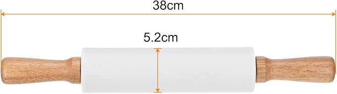 HARFINGTON 2pcs Silicone Rolling Pins for Baking 14.96 Inch Non-Stick Silicone Surface Wooden Handle Rolling Pin Small Roller Playdough Rolling Pins for Fondant Kitchen Dough Pizza, White