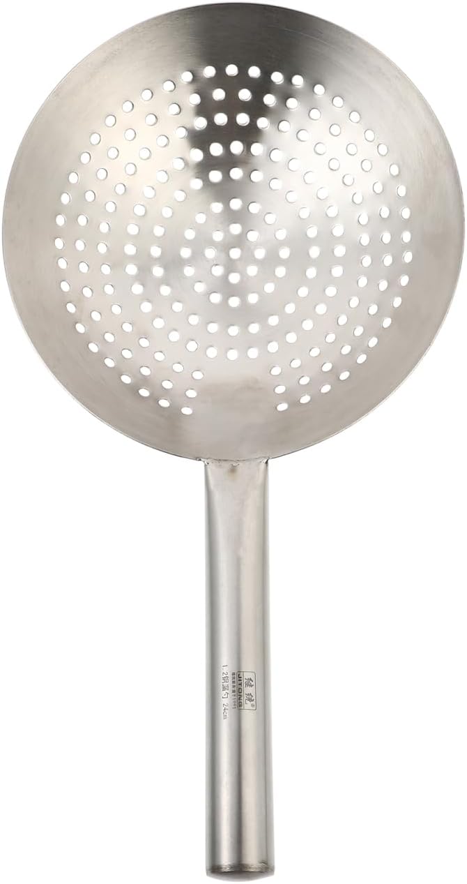UPKOCH Stainless Steel Skimmer Spoon 16.92 Inch Fine Mesh Cooking Strainer with Handle for Frying Hot Pot Vegetables Meat Wonton Kitchen Gadget