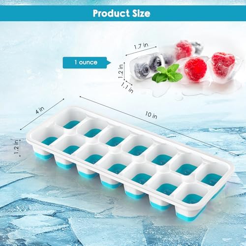 Ice Cube Trays 4 Pack, 56 PCS Ice Cube Trays for Freezer, Plastic & Silicone Ice Cube Mold, LFGD Certified & BPA Free, Stackable Ice Trays with Spill-Resistant Removable Lid for Whiskey, Beer, Coffee