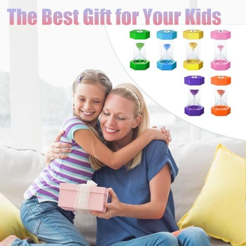 Hourglass Sand Timer for Kids, 1/3/5/10/15/30 Minutes Large Acrylic Unbreakable Visual Sand Clock Set, Colorful Sandglass for Classroom, Games, Office, Kitchen Decor (Pack of 6)