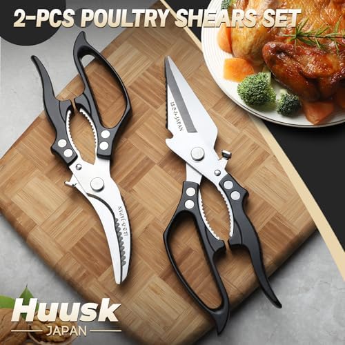 Huusk Kitchen Scissors Set Heavy Duty, All Purpose Japanese Poultry Shears