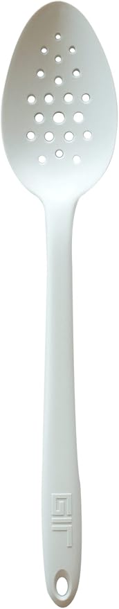 GIR: Get It Right Silicone Serving Spoon Perforated - 13 In Studio White Modern - Heat Resistant Up to 425°F - Dishwasher Friendly - Long-Handled Straining & Stirring