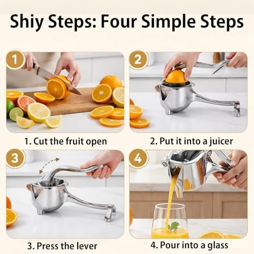 Heavy Duty Cast Iron Juicer Manual Hand Press, Stainless Steel Fruit Juice Squeezer for Lemon & Orange, Citrus Press Juicer (PRO)