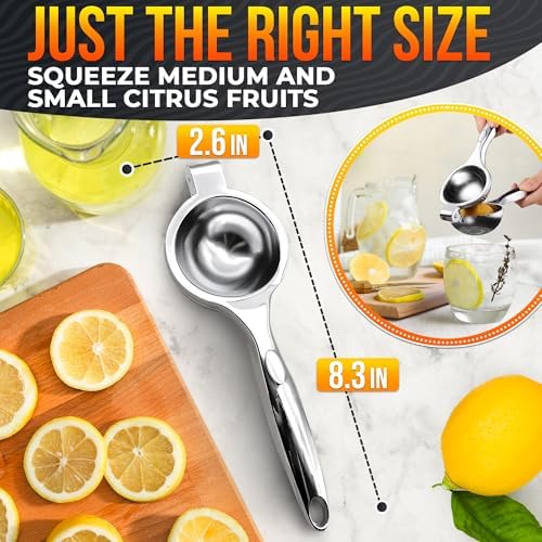 Lemon Squeezer Stainless Steel, Heavy-Duty Handheld Juicer for Limes