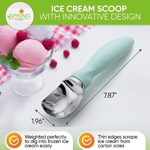 Spring Chef Professional Ice Cream Scoop & Stainless Steel Swivel Vegetable Peeler with Comfortable Handle - 2 Product Bundle - Mint