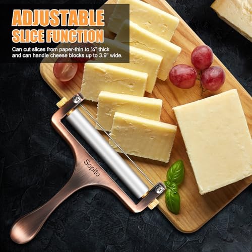 Sopito Stainless Steel Wire Cheese Slicer with 3 Extra Wires, Copper