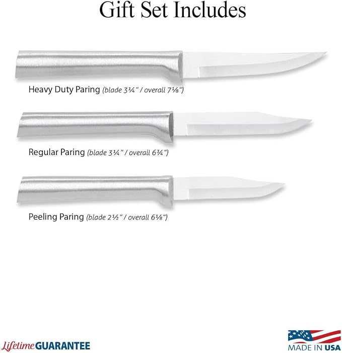Rada Cutlery Paring Knives Galore ProPack (DS01), 3-Piece Knife Set, Stainless Steel Blades, Silver Handle