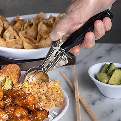Carlisle FoodService Products Disher Scoop with Black Handle – 1.3 oz Portion Scoop, Stainless Steel, Use For Restaurant or Catering, Use with Ergonomic Grooved, One-Piece Design