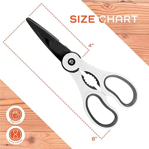 Premium 4-in-1 Kitchen Shears - White & Black - 1 Set (1 Scissor)