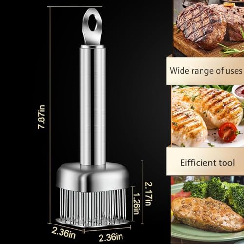 Meat Tenderizer with 24 Stainless Steel Sharp Needle, Professional Blade Mallet Heavy Duty Cooking Tool for Tenderizing Beef Turkey Chicken Steak Veal Pork Fish Christmas Cooking Set (24 Needle)