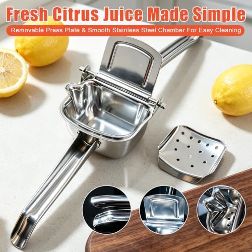 304 Stainless Steel Lemon Squeezer, Dishwasher Safe Manual Juicer