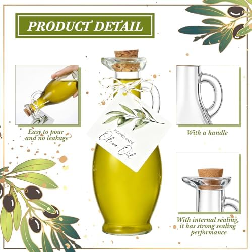 Vesici 20 Set 8.5 oz Mini Olive Oil Glass Bottle with Stopper, Party Favors