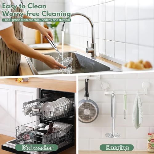 Potato Masher Manual Potato Press for Kitchen Tool,Heavy Duty Stainless Steel Potato Masher Kitchen Tool & Food Masher Potato Smasher Perfect for Bean, Vegetable, Fruits, Avocado, Meat