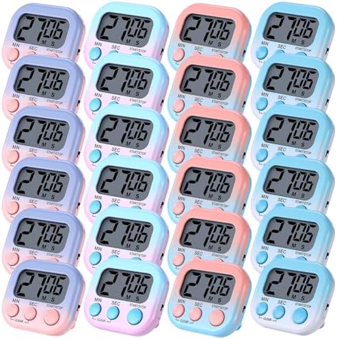 Weewooday 24 Pcs Digital Kitchen Timer Bulk, Gradient Color