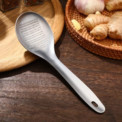 2 Pack Ginger Crusher Garlic Press Mincer Spoon Shape Stainless Steel Hand Dicer Crushing Tool Peeler Squeezer for Nuts